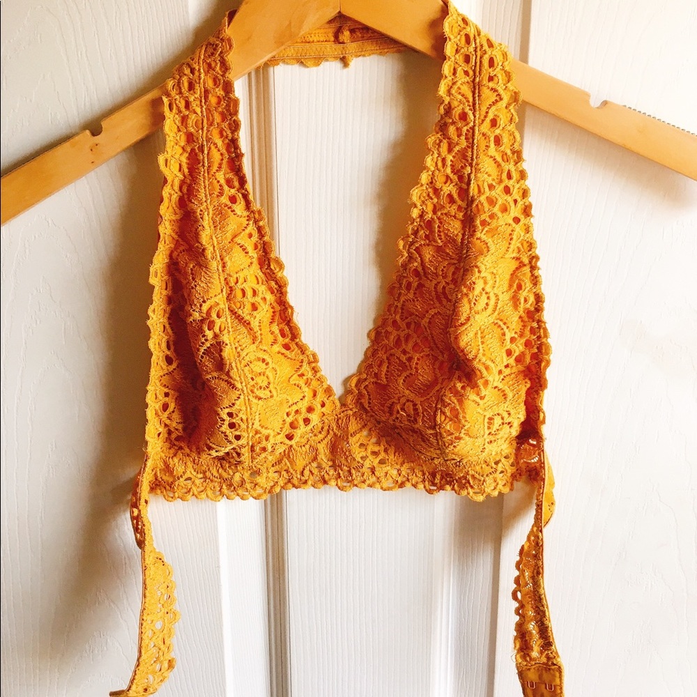Free people honey yellow lace eyelet bralette